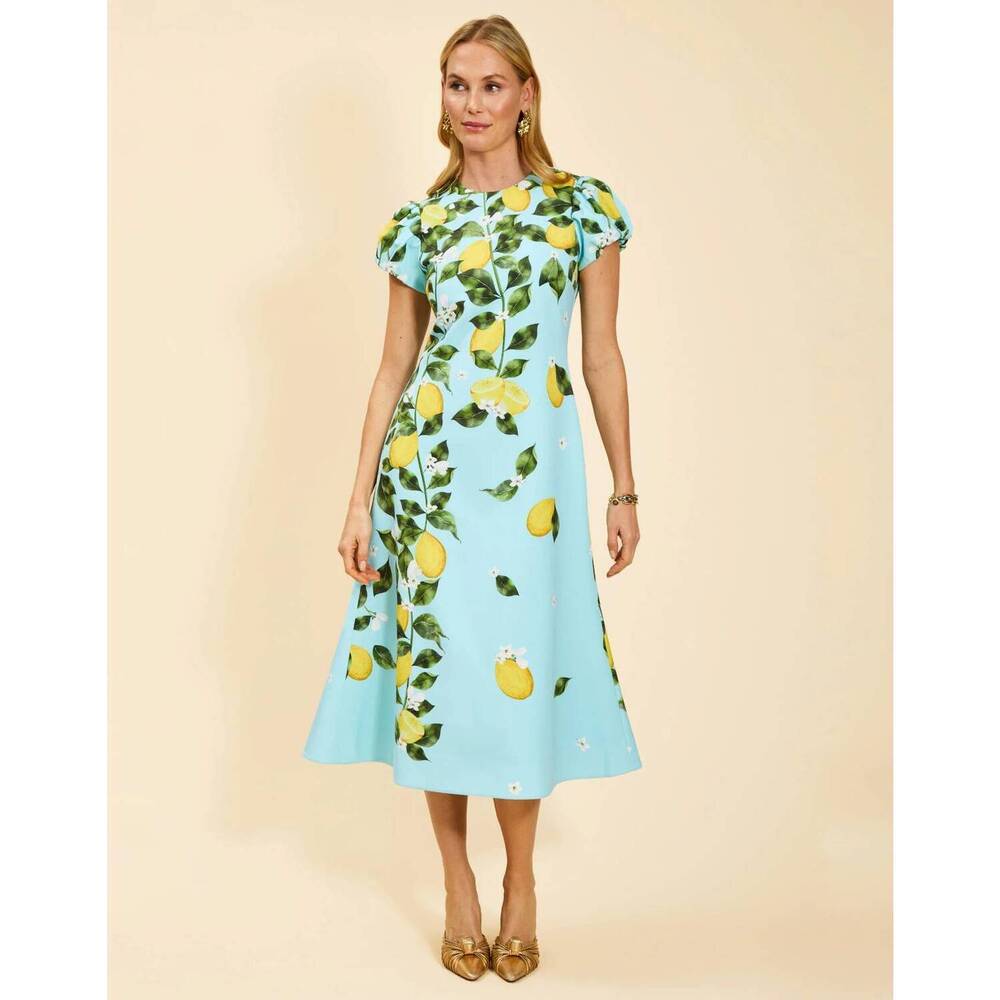 NEW MESTIZA NEW YORK perla midi dress in sorrento citrus